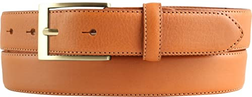 BELTINGER Hochwertiger Anzuggürtel aus Vollrindleder mit goldener Gürtelschließe 3,0 cm | Bombierter Ledergürtel Herren 30mm | Business-Gürtel made in Italy | Tabac 80cm