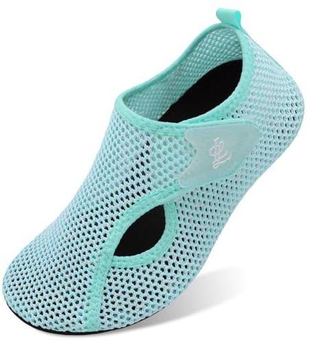 LeIsfIt Water Shoes for Women Men Quick-Dry Aqua Socks Swim Beach Barefoot Yoga Exercise Wear Sport Accessories, Green, 8-9 Women/7-7.5 Men
