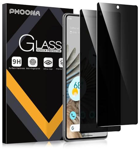 Phoona Sichtschutz Schutzfolie für Google Pixel 7 Pro, 2 Stück Anti Spy Displayschutzfolie, Privatsphäre Sichtschutzfolie 9H Härte Gehärtetes Glas Blasenfrei Privacy Folie