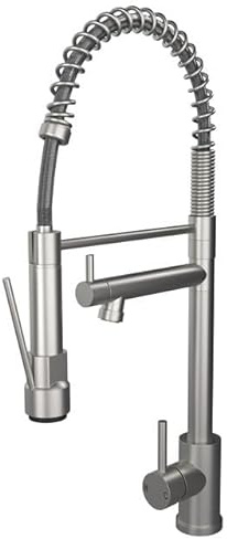 Liquida GR265BS Brushed Steel Kitchen Tap with Swivel Spout & Directional Spray