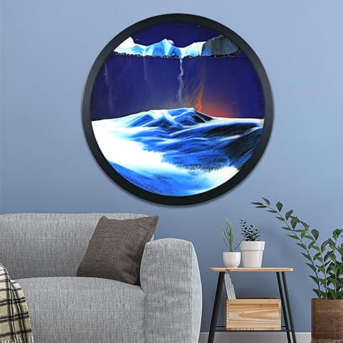 STMKB Sand Art Liquid Motion, 24 Pouces Fixé Au Mur avec Rotation À 360 °, Sablier Créatif pour L'artisanat du Verre, Cadre en Bois Massif, Décoration Murale Relaxante