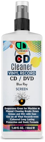 Vinyl LP Record Cleaner Solution | Antistatic Fluid Spray Bottle with Supersoft Microfibre Cleaning Cloth | Removes Dirt, Dust & Fingerprints (50ml Spray)