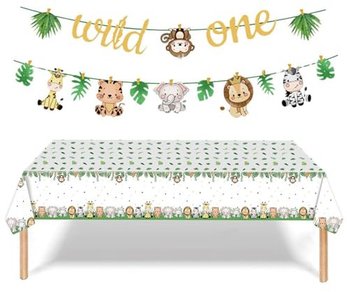1 djurpull flagga, 1 djurduk, Wild One-banderoll flagga, djungeldjur pull flagga, 1. Födelsedagsbanderoll, djungeldjur partydekorationer