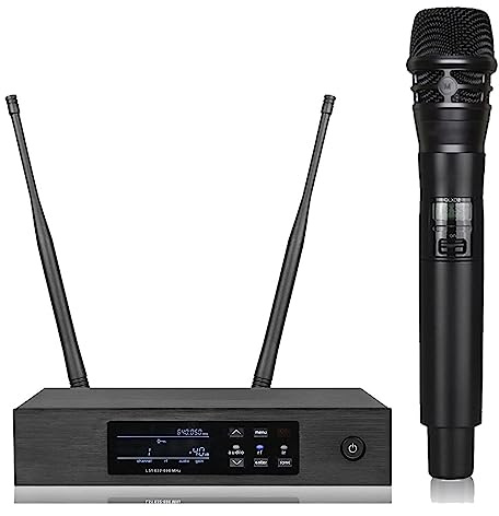 DIGNIFE Microfoni Wireless, Microfonico Wireless Professionale UHF Spettacoli Sul Palco Dynamic UHF True Diversity microfoni e ricevitore wireless(KSM8(640-664Mhz))