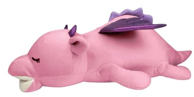 Nemu Nemu Animals - Grosse Peluche Kawaii Dragon Rose - Grande Peluche Animaux Extra Douce et Douillette - Conçu au Japon - Taille L - 56 cm - Coussin Kawaii
