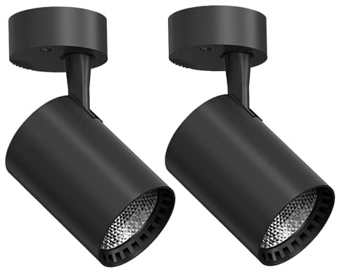 Deckenstrahler 350°Drehbar Spotleuchte 12W Wandspot Innen Wandstrahler Modern Strahler für Küche, Wohnzimmer, Schlafzimmer 3000K Schwarz 2 Stück