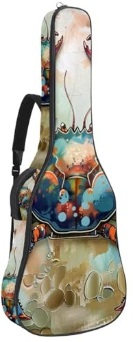 Eslifey Tasche für Akustikgitarre, Vintage, Ozean-Krabbe, verstellbarer Schultergurt, Gitarrenkoffer, Gigbag 101,6 cm, 104,7 cm, 106,, mehrfarbig, 42.9x16.9x4.7 in, Taschen-Organizer