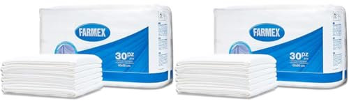 Farmex Absorbierende Traversen, Bettschutzunterlage, Matratzenschutz wasserdicht, Inkontinenzauflage atmungsaktiv fürs Bett, Inkontinenz Matratzenschutz Unterlage, 30 Stück (Packung mit 2)