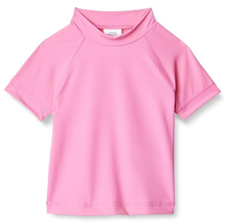 Amazon Essentials T-Shirt Rashguard à Manches Courtes Fille, Rose Incandescent, 3 Ans