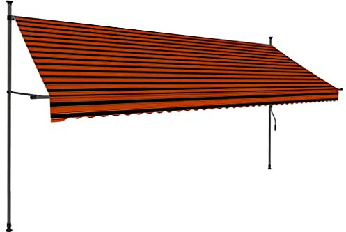 PURADAY Store à pince à serrage manuel - 400 cm de large - Orange et marron - Tissu rétractable - Résistant à l'eau et à la saleté - Hauteur et angle d'inclinaison réglables
