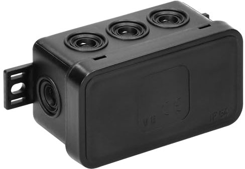 Miratic Scatola Derivazione Esterna IP54 Scatola Elettrica 80x45x41mm - 8 Pressacavi di Gomma Cassetta Elettrica Esterna Montaggio in Superficie (nero)