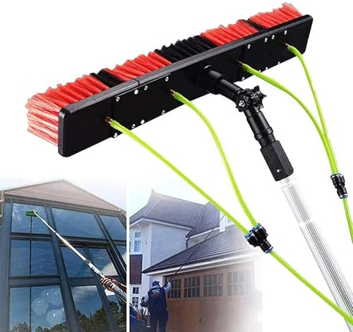 Pértiga limpiacristales 3-12m, cepillo telescópico con suministro de agua, kit limpiacristales, equipo de limpieza de paneles solares retráctiles for limpieza de techo de invernadero, cabezal de cepil