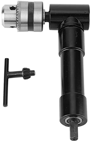 90 Degree Right Angle Chuck Key Drill Adapter Attachment Extension Bit Holder for Electric Drill, Fine Rolling Teeth, Precision Three,Jaw with Hexagonal Handle