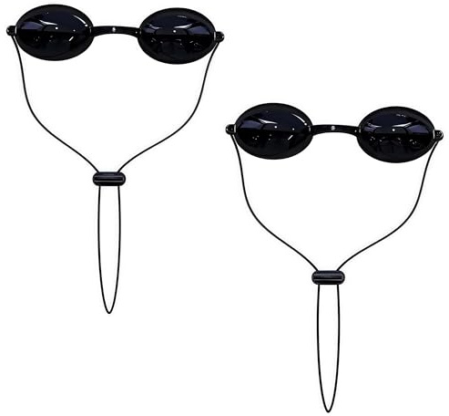 Protective Goggles for Red Light Therapy Pack of 2, Safety Glasses for Tanning Use, Eye Protection for Light Therapy without Blocking Light, Safe Transparent See-Through Material, Storage Box Included