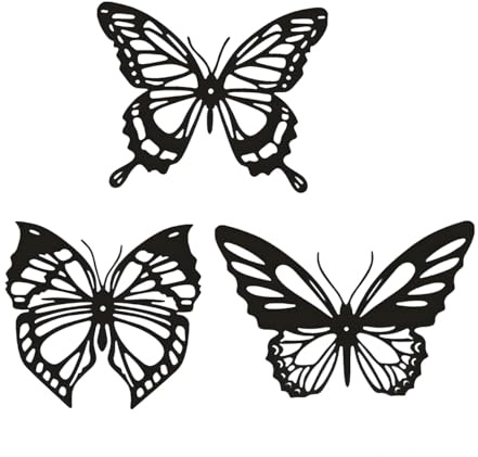 Ieron 3-teiliges Schmetterlings-Wanddekor aus Metall, schwarzer Schmetterling, Dekoration, kreativer Schmetterling, Wandbehang, Dekor für Zuhause, Badezimmer, Garten, Hof, Zaundekoration