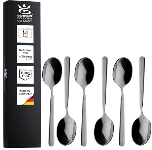 Gehring Solingen Empire Lot de 6 cuillères à expresso I Cuillère à moka I Couverts en acier inoxydable I Cuillères 6 pièces I Passe au lave-vaisselle I Fabriqué en Allemagne