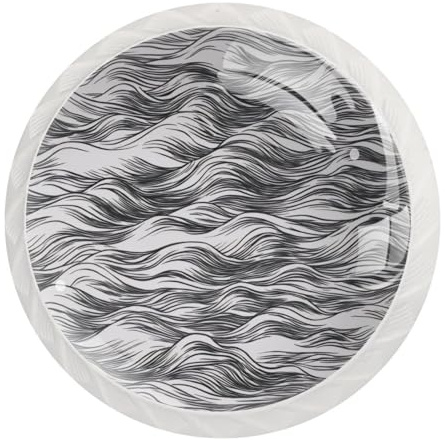 JAVENPROEQT Set di 12 pomelli rotondi in cristallo con motivo a onde oceaniche, per cassettiera, armadio, armadio, con viti, decorazione per casa e ufficio