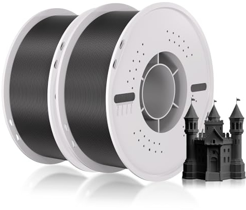 Filamento per Stampante 3D,PLA Filament 1.75mm Precisione Dimensionale+/-0.03mm Filamento Stampa 3D Compatible with Bambu Lab X1/P1/Anycubic/Creality All 3D Printer-2kg Spool (4.4lbs)-2 PCS Nero
