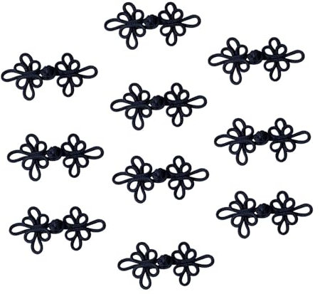 Perfeclan 10x Chinesische Knoten Froschknöpfe Nähen Befestigungsmittel Handwerk traditionelle DIY -Schließung für Cheongsam Kostüme Pullover Umhang Schal, Schwarz