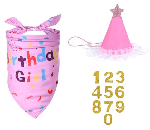 3 Stück Halstuch Hund, Katzen Geburtstag Rosa, Stern Partyhüte für Kleine, Mittelgroße, Große Hund und Kuscheltiere, Partyhüte für Kuscheltiere