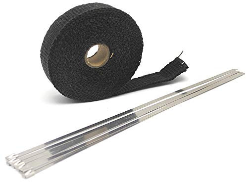 Ruban Isolant Thermique Bande d'échappement thermique de 5m / 10m / 15m de tuyau de tuyau de tuyau de tuyau d'isolation thermique Ruban de tissu ignifuge avec kit de liens en acier durable Ruban Adhés