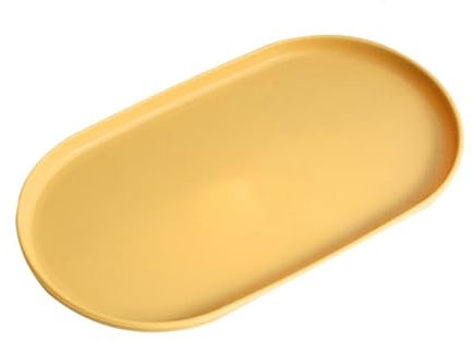 LOVSSU Plateau en Plastique pour La Cuisine Plateau décoratif Ovale en Plastique for Rangement, Table à Manger, Assiette à Dessert, Fruits, présentoir à Bijoux pour Service(Yellow L)