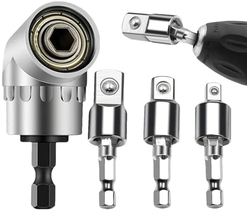 Winkelbohradapter, 1/4, 3/8, 1/2 Zoll Steckschlüssel-Adaptersatz – Winkelschraubendreher-Bohrer, drehbarer Gelenksteckschlüssel, Sechskant-Steckschlüssel-Adaptersatz für Akku-Bohrmaschine und -Schrau