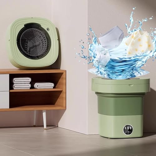 Mini lavatrice portatile compatta da 15 l, lavatrice pieghevole con centrifuga, ideale per viaggi, appartamenti, calze e biancheria intima, verde