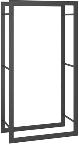 Homgoday Stahl Kaminholzregal, Mattschwarz, 50 x 28 x 94 cm - Trockenes Brennholz lagern Model350305