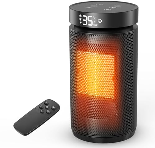 Stufetta Elettrica Basso Consumo, Termoventilatore Silenzioso, 1500W PTC Stufa Elettrica, Timer 12H, 70° Oscillazione, Molteplici Funzioni di Protezione. Adatto a Soggiorni, Camere da Letto e Bagni