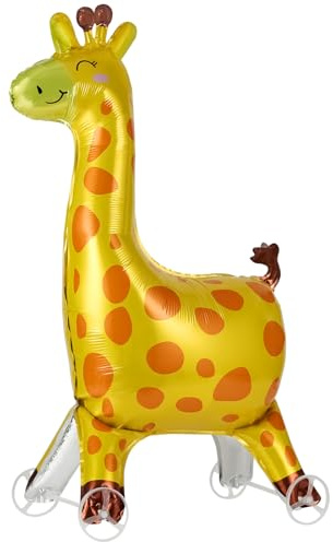 OSDUE Walking 3D Giraffe Luftballons, Stehend Giraffe Folienballon with Wheels