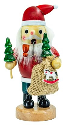 Kaladia Räuchermännchen Weihnachtsmann aus Holz – handbemalte Räucherfigur für Räucherkerzen Größe M - Größe: ca. 16 cm - Dekoration für die Weihnachts- & Adventzeit