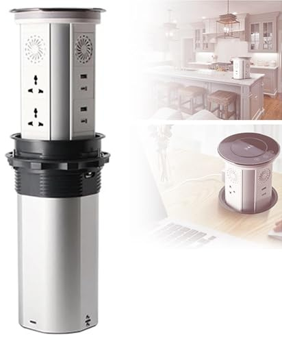 Hogar Inteligente, regleta automática con diseño retráctil, Puerto USB, Carga inalámbrica, Altavoces Bluetooth y conectividad Wi-Fi.