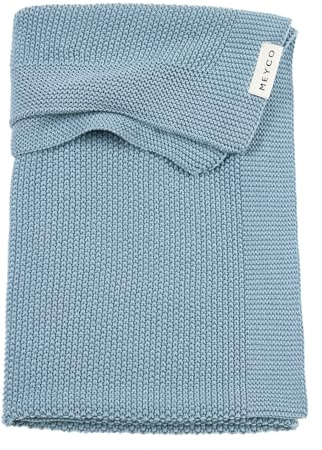 Meyco Baby Decke gestrickt - 100x150cm - TOG 1.0 - Kuscheldecke - 100% weiche Baumwolle - Oeko Tex Zertifiziert - vielseitig einsetzbar - kuschelig & atmungsaktiv - Jeans Blue
