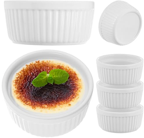 KADAX Souffle Moulds Diameter 11 cm, Set of 3, Creme Brulee Bowls, Porcelain Souffle Moulds, Ovenproof Ramekins, Mini Dessert Bowls (White)