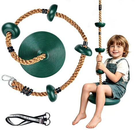 Columpio Jardin Exterior con Plataforma y Asiento de Disco, Accesorios para Columpios de Trepar Columpio Jardin Exterior Niños para Jardín, Parque, Parque Infantil, Carga Máxima 200kg