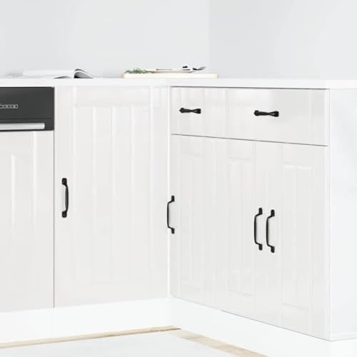 Tonture Köksunderskåp Lucca högglansigt vitt trämaterial med justerbara fötter 86 x 46 x 81,5 cm, förvaringsutrymme och dörr för kök, matsal som sidoskåp och förvaringsskåp