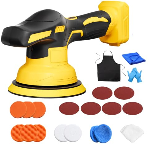 Cordless Buffer Car Polisher for Dewalt 20V XR Series Battery (only Tool) | Eccentric shaft design, for Auto Detailing/Polishing, 19Pcs Attachments, 9 Variable Speed