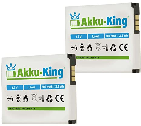 2X Akku-King Akku kompatibel mit BD50, SNN5796A, 312BAT006 - Li-Ion 800mAh - für AVM Fritz!Fon MTF, M2, C4, C5