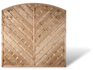 Diagonal Lamellenzaun Garten Sichtschutz Maß 180 x 180 auf 160 cm (Breite x Höhe) mit Bogen aus Kiefer/Fichte Holz, druckimprägniert Berlin Diagonal