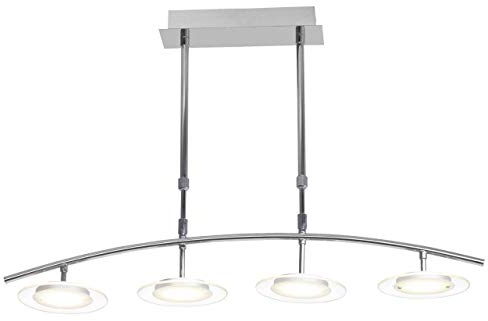 Brilliant Hanjo Pendelleuchte, 4-flammig, höhenverstellbar, LED integriert, 4x 5 W, 350lm, 3000K, Metall Glas, chrom/weiß/matt G93030/15
