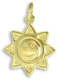 Echt 14 Karat Gold 585 Anhänger Sonne Sonnenblume Durchmesser 15mm (Art.212213)