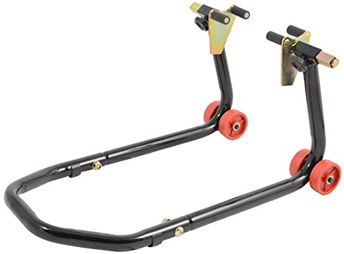 Cavalletto Alza Moto Solleva Anteriore a Forca Regolabile 4 Ruote Nero