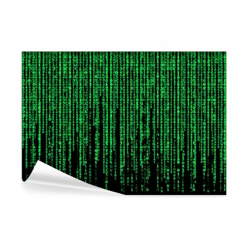 decomonkey Fototapete Matrix, 350x256 cm, XXL, Daten Code Regen schwarz