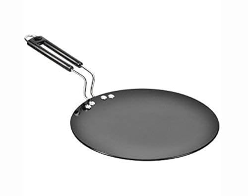 Satre Online and Marketing Hindalco's Aluminium Tawa,Hard Anodized Cookware,Hard Anodized Concave Tawa,Naan Roti Chapati Tawa,3mm,Size No.11,Diameter :275 mm,Color- Black