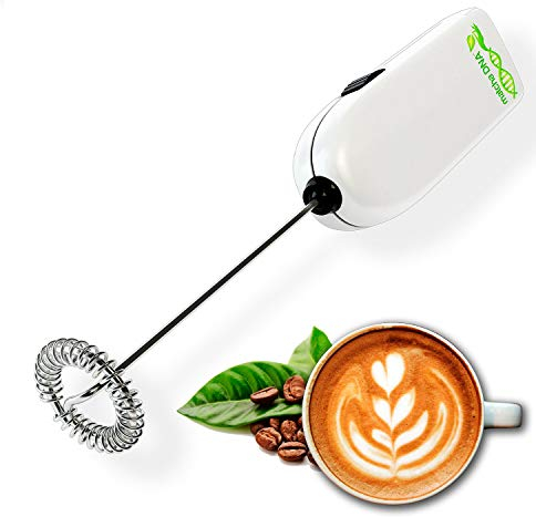 Matcha DNA Handheld Milk Frother Wand. Stainless Steel Electric Matcha Whisk, Lightweight. Hand Mixer for Coffee, Matcha Lattes, Protein Shakes & Drinks. Battery Operated Milk Frother Handheld Whisk