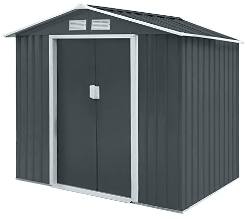 HATTORO S100 XL Metall Gerätehaus Verschiedene Größen Geräteschuppen Garten Schuppen Gartenhaus Grau Anthrazit