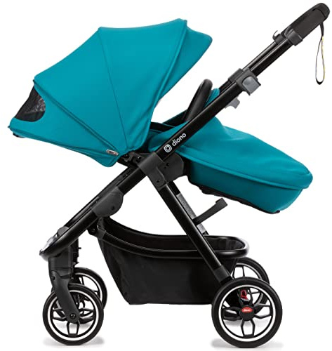 Diono Excurze Baby, Infant, Toddler Stroller, Perfect City Travel System Stroller and Car Seat Compatible, Adaptors Included Compact Fold, Narrow Ride, XL Storage Basket, Blue Turquoise