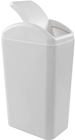 Hespapa Poubelle en Plastique de 14 L avec Couvercle Basculant, Gris