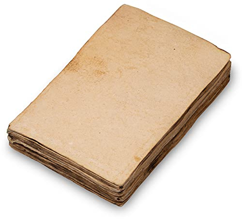 Wanderings Carta Vintage Fatta a Mano - 50 Fogli Vuoti - Ideale per Inviti, Appunti, Bricolage e Artigianato - Leggermente Frastagliata - Carta di Cotone Riciclato Spessa 150 GSM - 10,5x15 cm